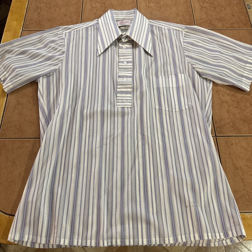 Vintage Arrow The Spoiler Pullover Shirt 70's Poly Rayon Dagger Collar Sz Medium